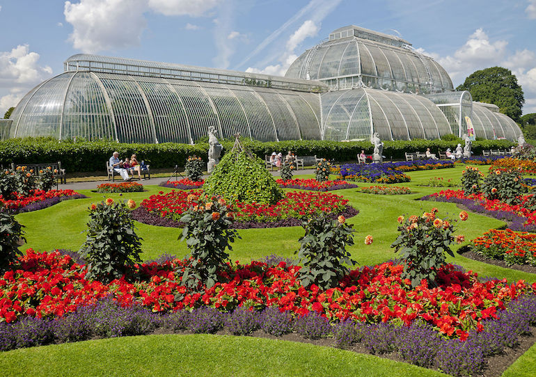 The Palm House and Parterre at the Royal Botanic Gardens of Kew in London